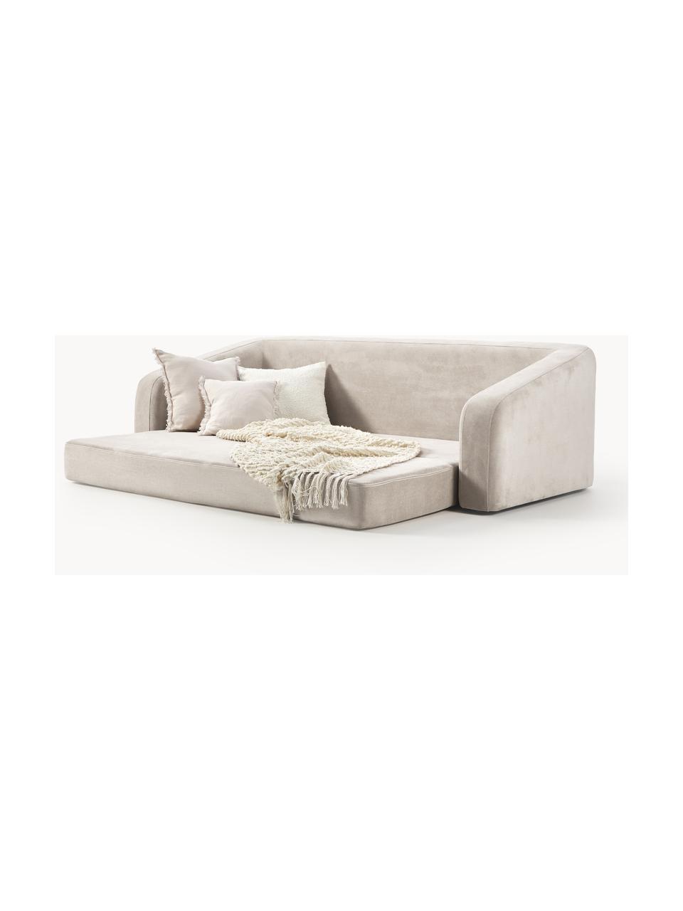 Sofá cama Eliot (3 plazas), Tapizado: 88% poliéster, 12% nylon , Patas: plástico Este producto es, Tejido blanco crema, An 230 x Al 100 cm