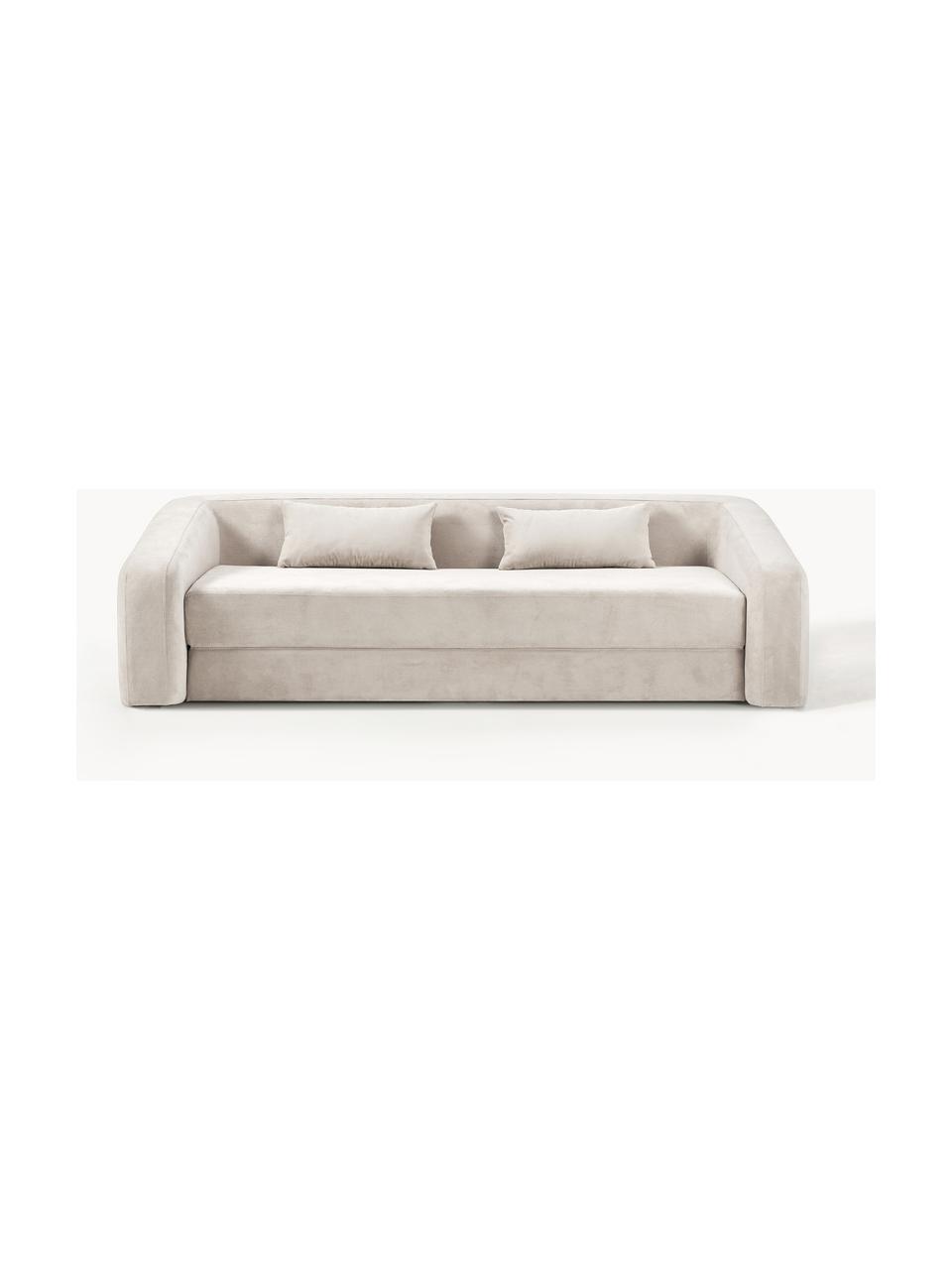 Divano letto 3 posti Eliot, Rivestimento: 88% poliestere, 12% nylon, Struttura: truciolato, legno di pino, Piedini: plastica, Tessuto bianco crema, Larg. 230 x Prof. 100 cm