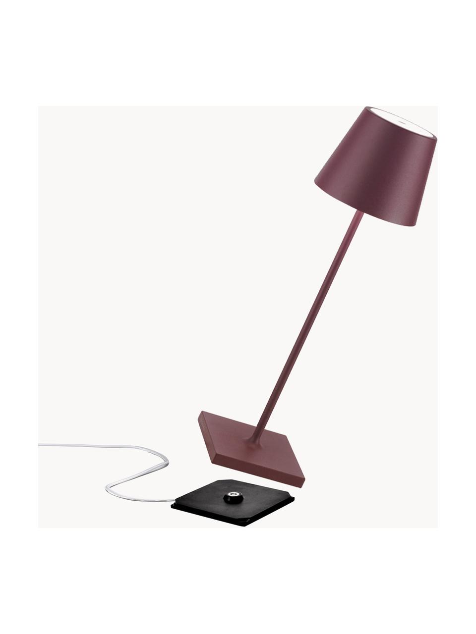 Lampe à poser LED mobile Poldina, intensité lumineuse variable, Aubergine, mat, Ø 11 x haut. 38 cm