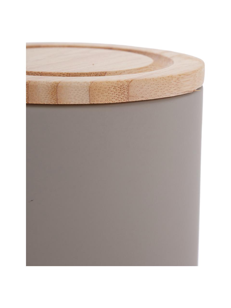 Barattolo Stak, in diverse dimensioni, Contenitore: ceramica, Coperchio: legno di bambù, Grigio pietra, bambù, Ø 10 x Alt. 13 cm