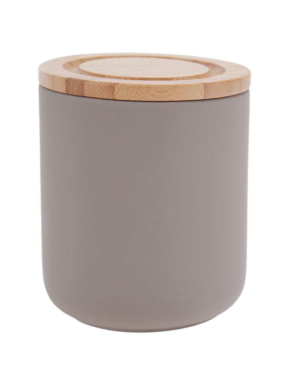 Barattolo Stak, in diverse dimensioni, Contenitore: ceramica, Coperchio: legno di bambù, Grigio pietra, bambù, Ø 10 x Alt. 13 cm