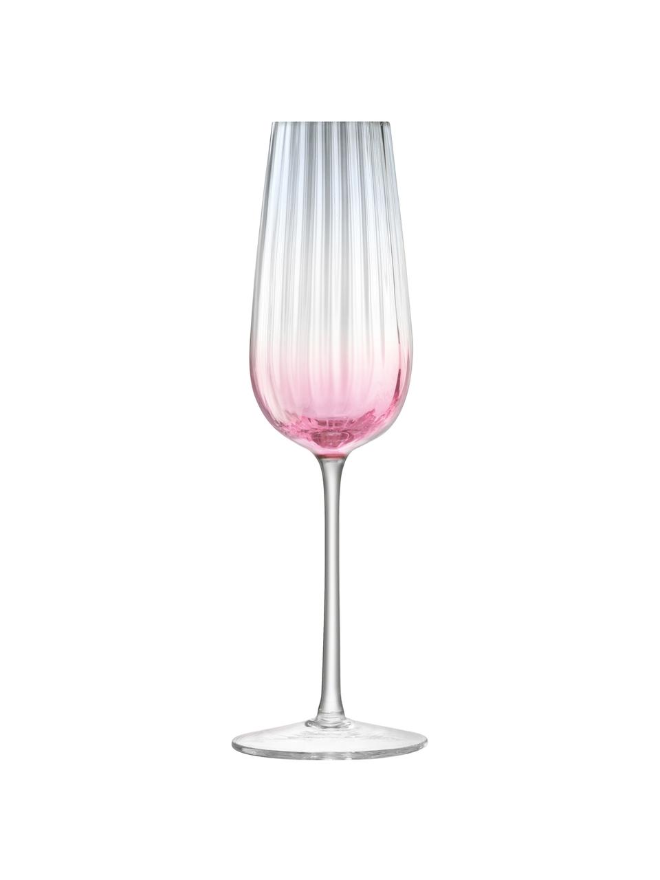 Bicchieri champagne fatti a mano con gradiente Dusk 2 pz, Vetro, Rosa, grigio, Ø 6 x Alt. 23 cm, 250 ml