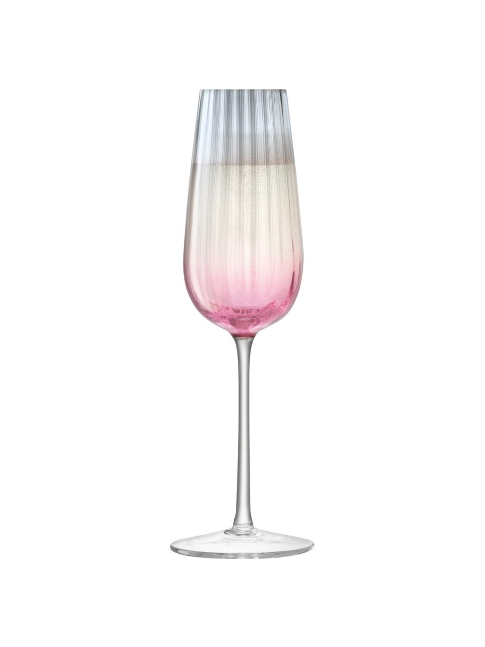 Bicchieri champagne fatti a mano con gradiente Dusk 2 pz, Vetro, Rosa, grigio, Ø 6 x Alt. 23 cm, 250 ml