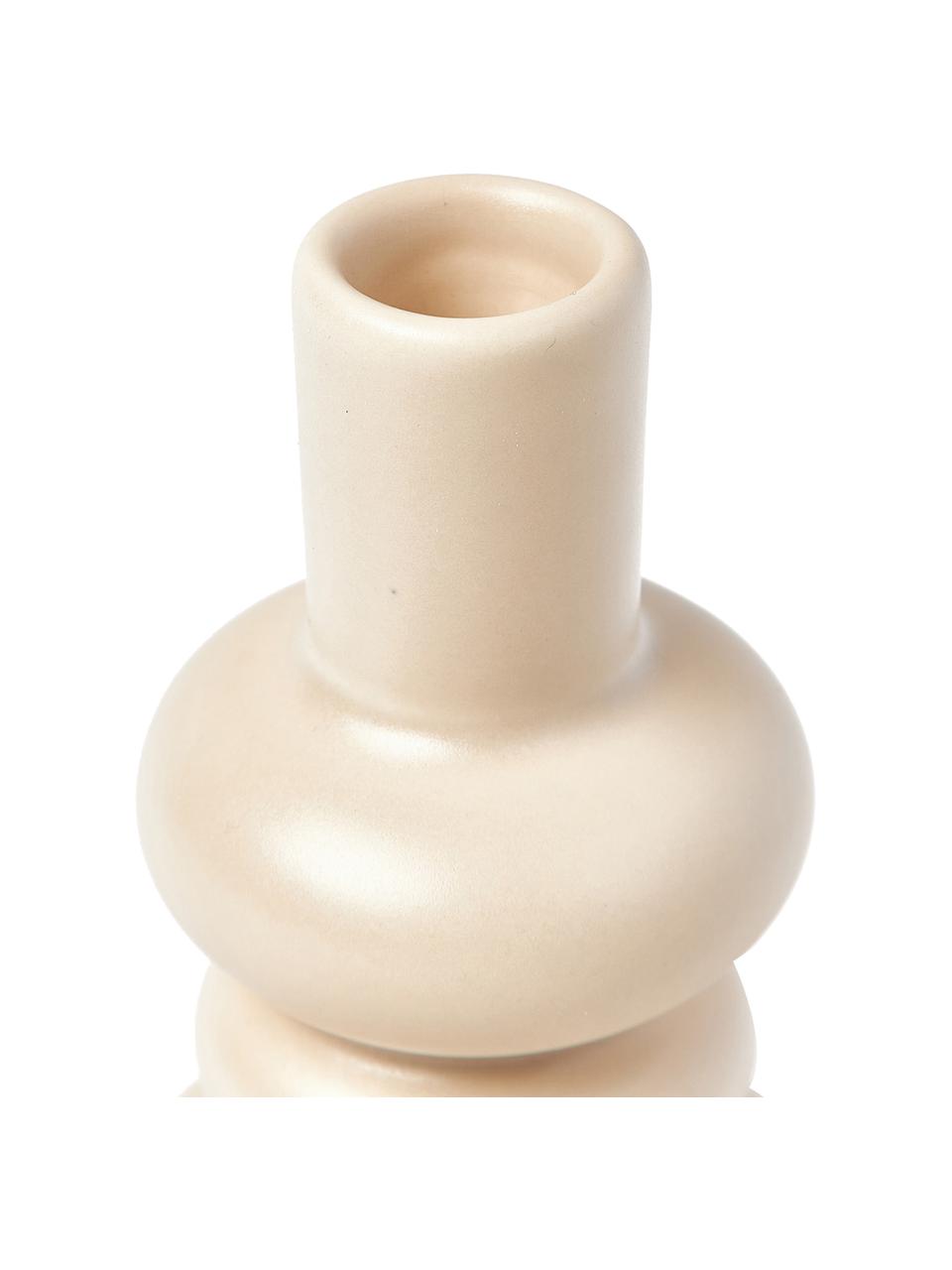 Decoratieve vaas Bastone in organische vorm, Keramiek, Beige, Ø 3 x H 12 cm