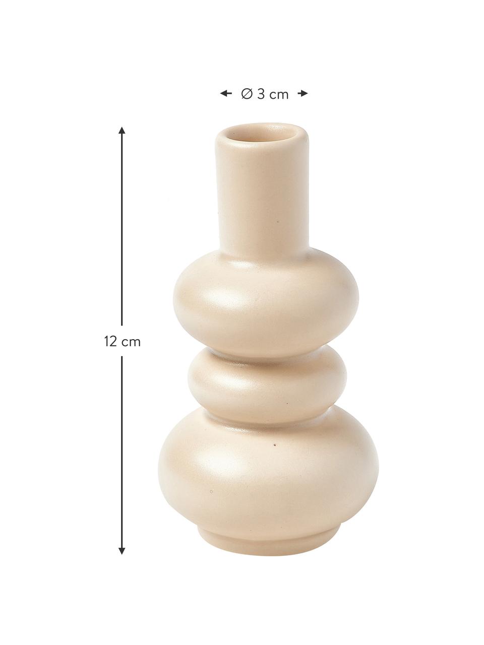 Decoratieve vaas Bastone in organische vorm, Keramiek, Beige, Ø 3 x H 12 cm