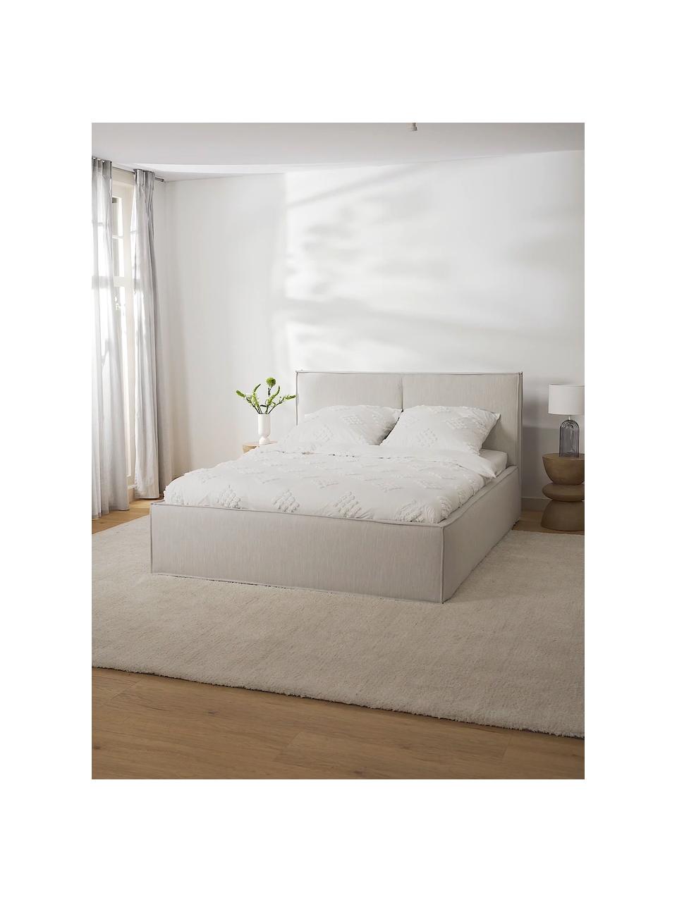 Čalouněná postel s úložným prostorem Dream, Greige, Š 200 cm, D 200 cm