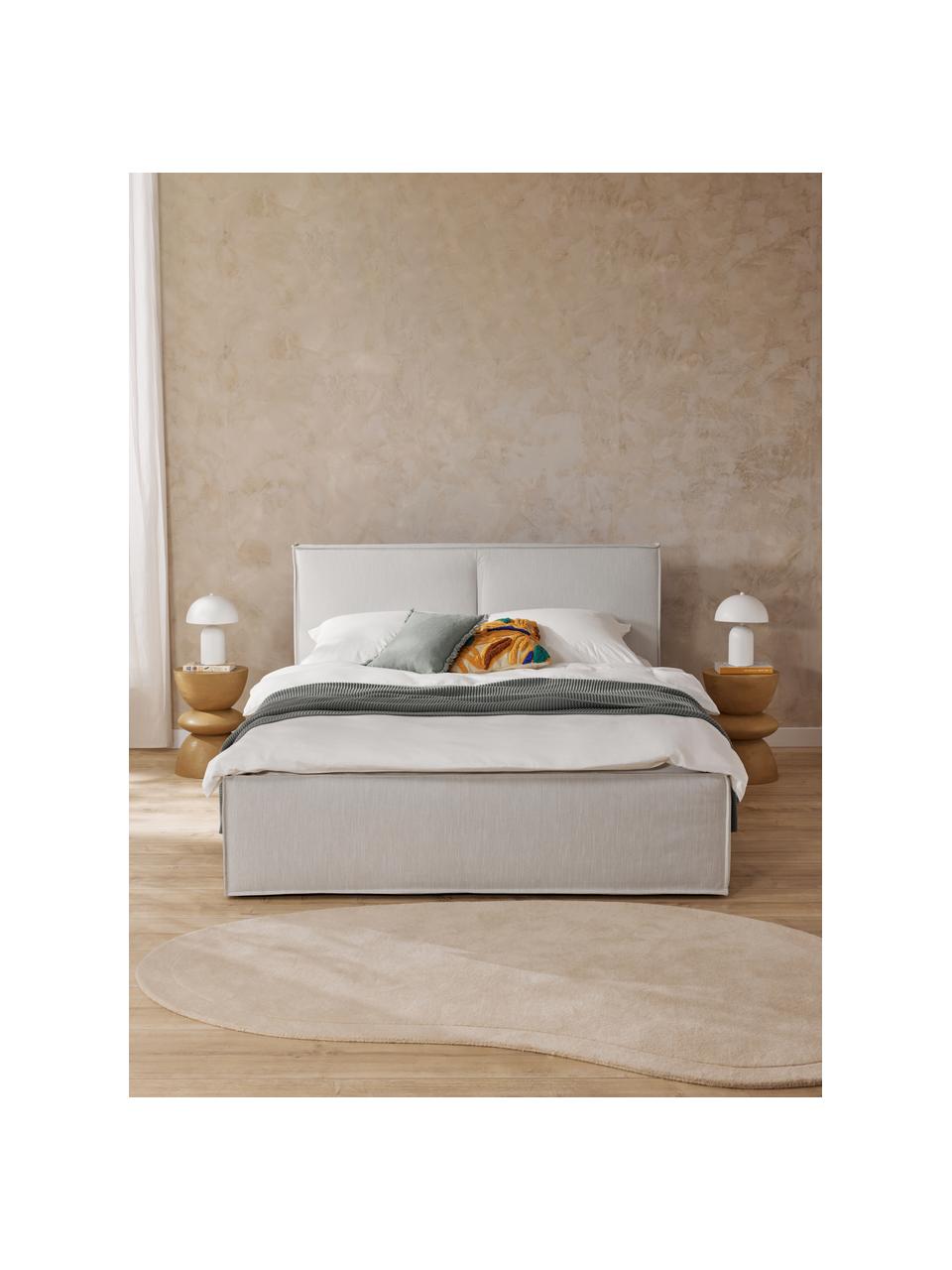 Polsterbett Dream mit Stauraum, Bezug: Polyester (Strukturstoff), Korpus: Massives Kiefernholz, FSC, Webstoff Greige, B 140 x L 200 cm