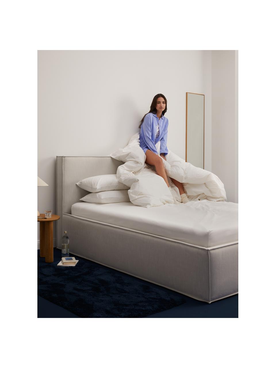 Gestoffeerd bed Dream met opbergruimte, Bekleding: polyester (gestructureerd, Frame: massief grenenhout en pla, Geweven stof greige, B 200 x L 200 cm