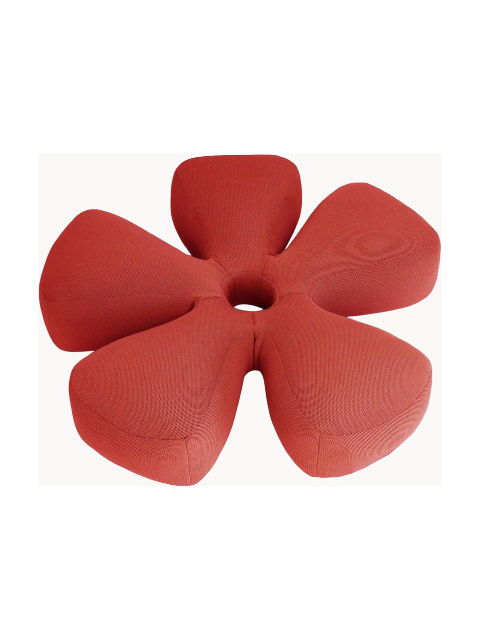 Puf artesanal grande para exterior Flower, Tapizado: 70% PAN + 30% PES, imperm, Rojo coral, Ø 110 x Al 25 cm