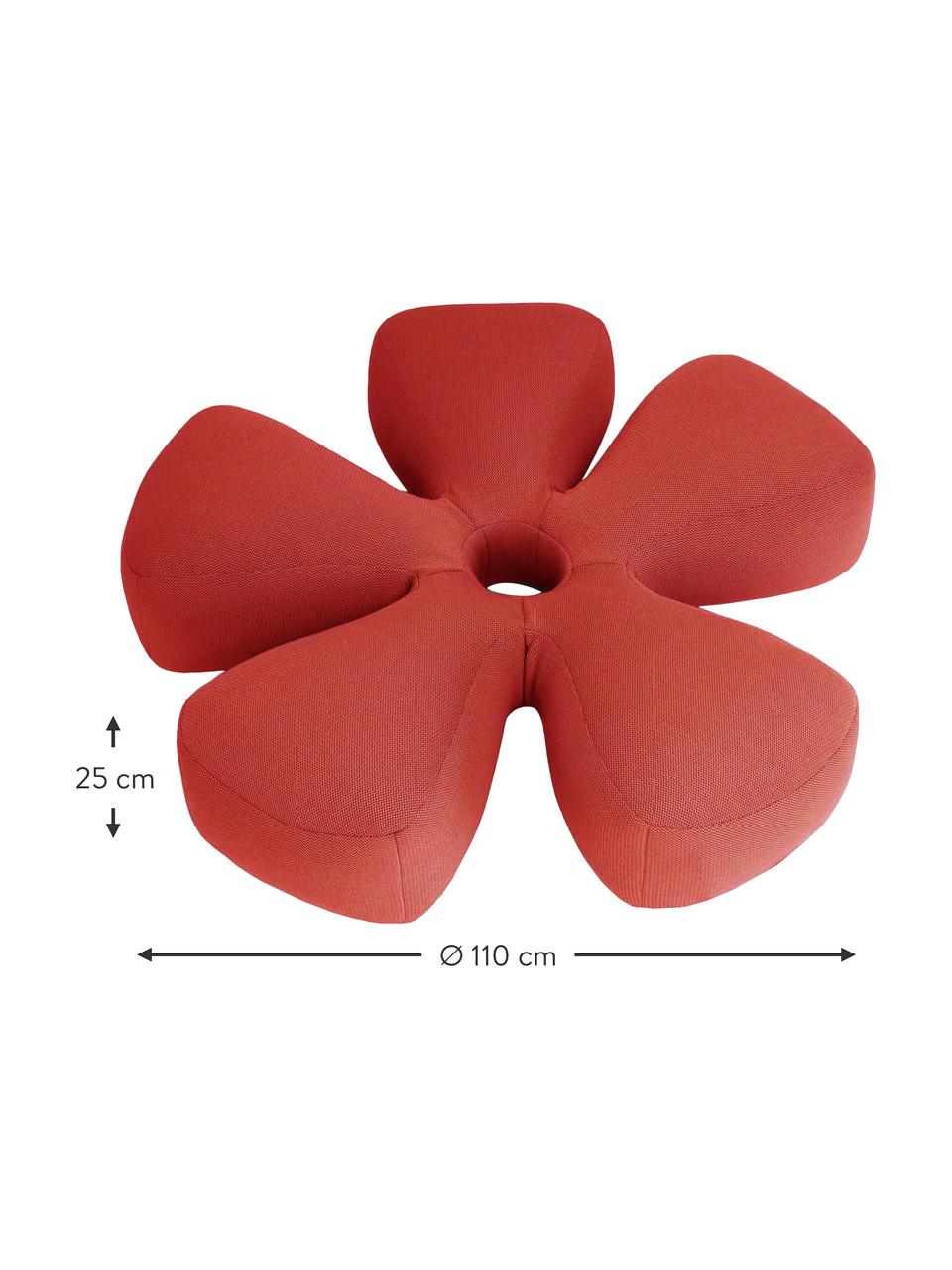 Grand pouf d'extérieur fait main Flower, Rouge corail, Ø 110 x haut. 25 cm