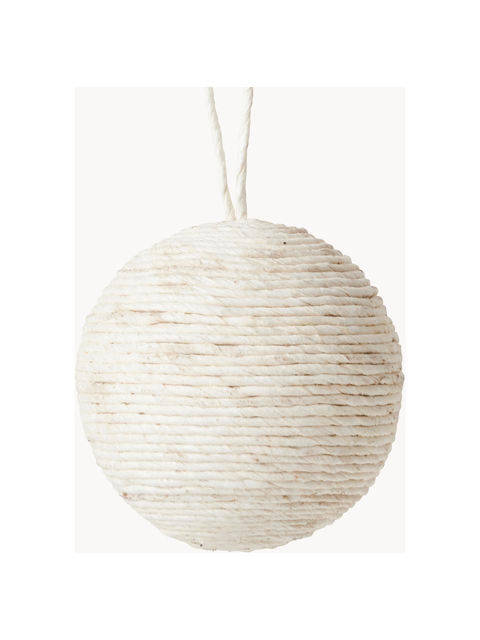 Boules de Noël Carol, 4 pièces, Fil de papier, Blanc cassé, Ø 8 cm