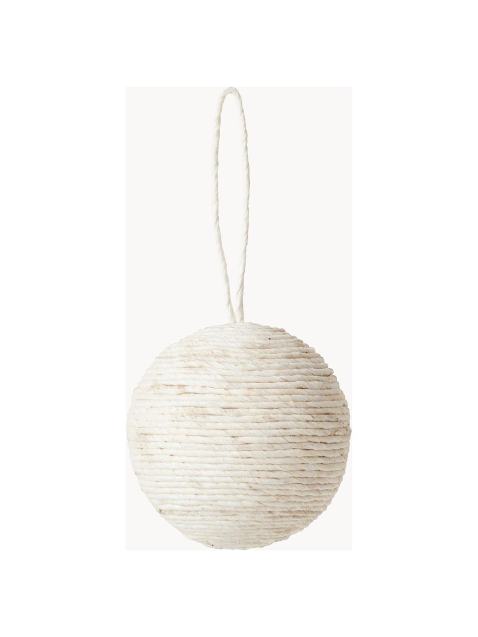 Boules de Noël Carol, 4 pièces, Fil de papier, Blanc cassé, Ø 8 cm