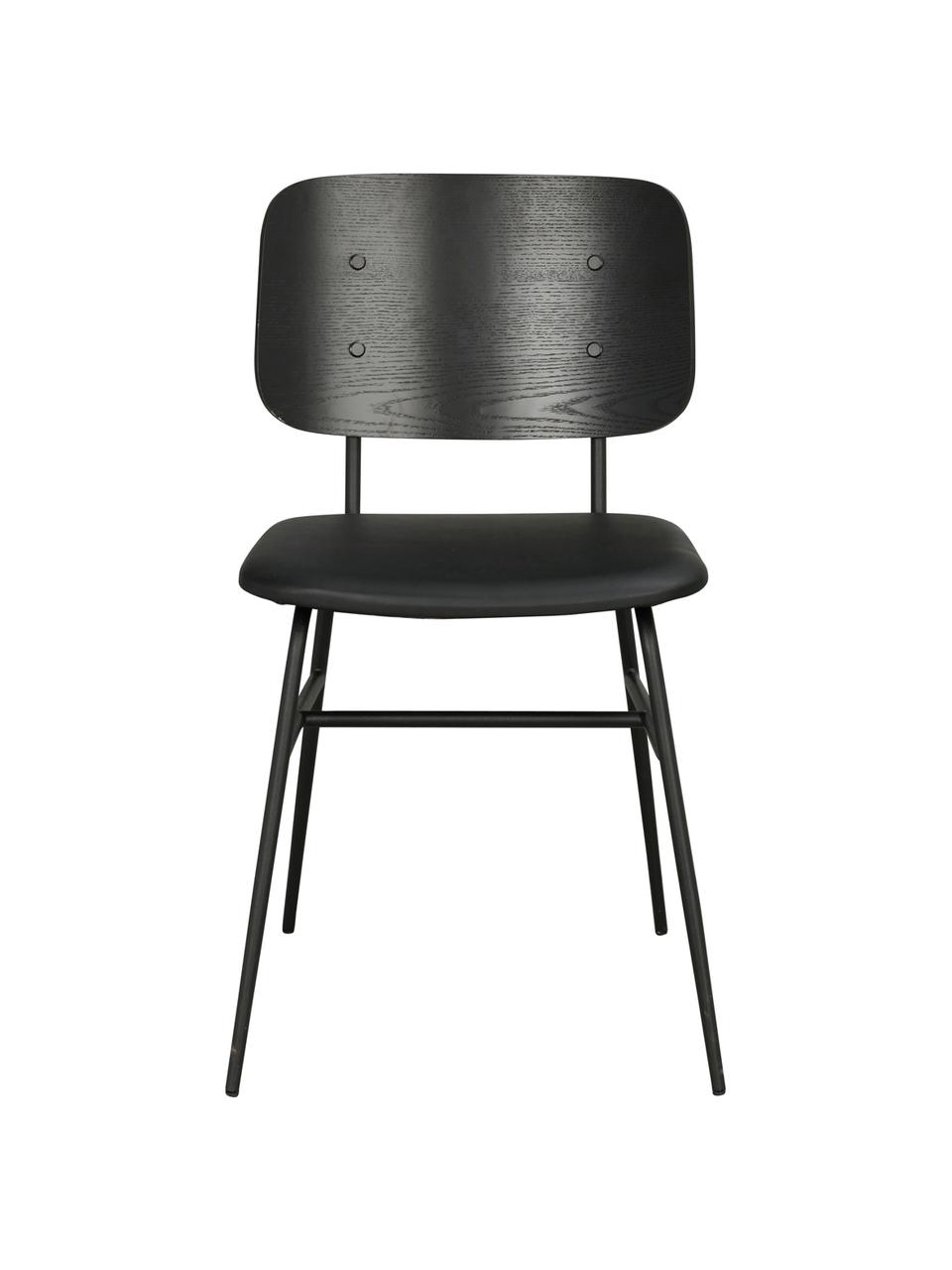 Drevená čalúnená stolička Brent, Matná čierna, Š 47 x H 57 cm