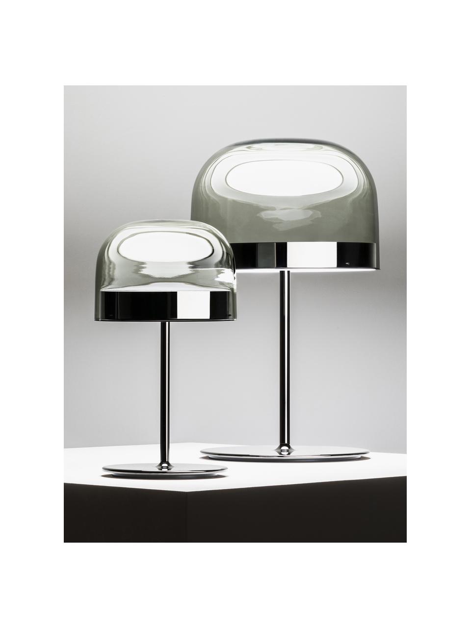 Handgemaakte LED tafellamp Equatore, Lampenkap: glas, gegalvaniseerd meta, Transparant, zwart, Ø 24 x H 43 cm