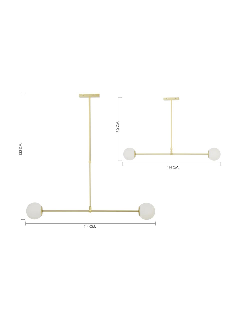 Lampa wisząca Moon, Osłona mocowania sufitowego i oprawa: mosiądz, szczotkowany Klosz: biały, S 114 x G 15 cm