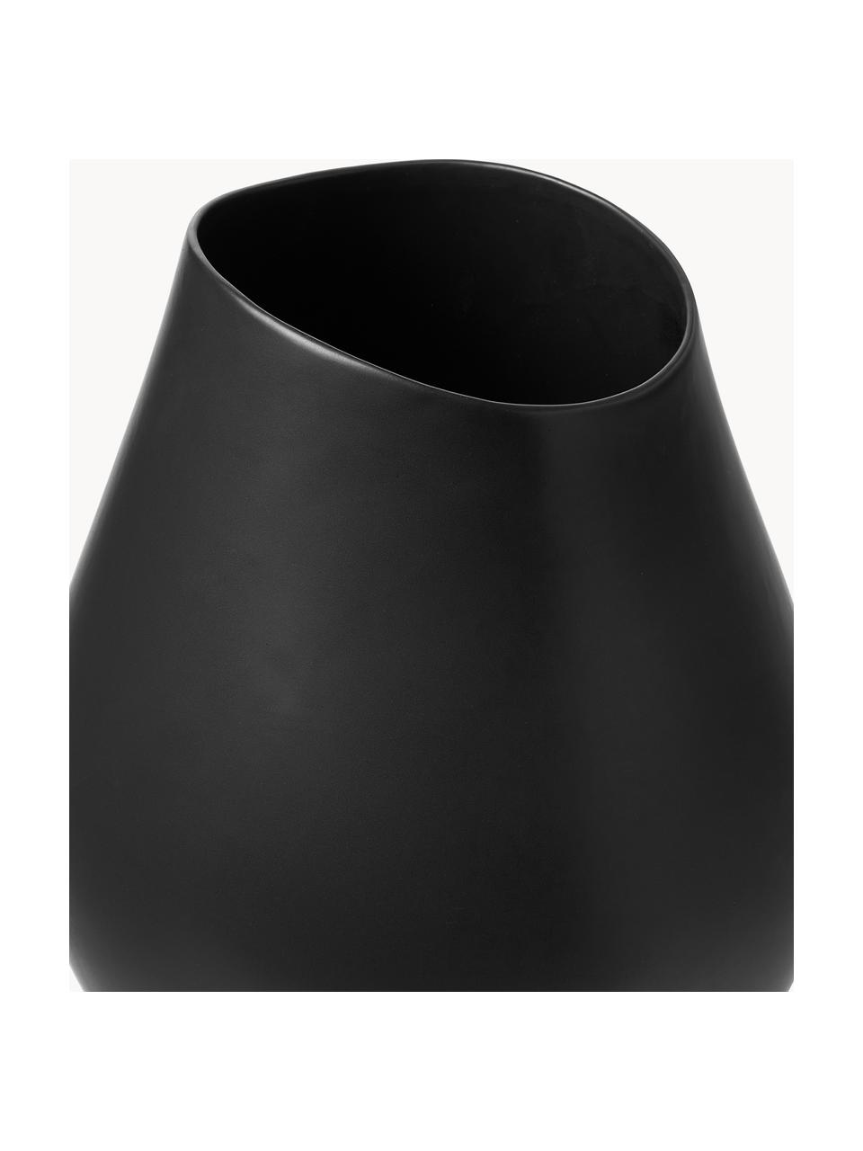 Vase artisanal en grès cérame Opium, Grès cérame, Noir, Ø 26 x haut. 39 cm