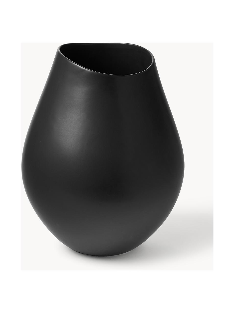 Handgefertigte Vase Opium aus Steingut, H 39 cm, Steingut, Schwarz, Ø 26 x H 39 cm