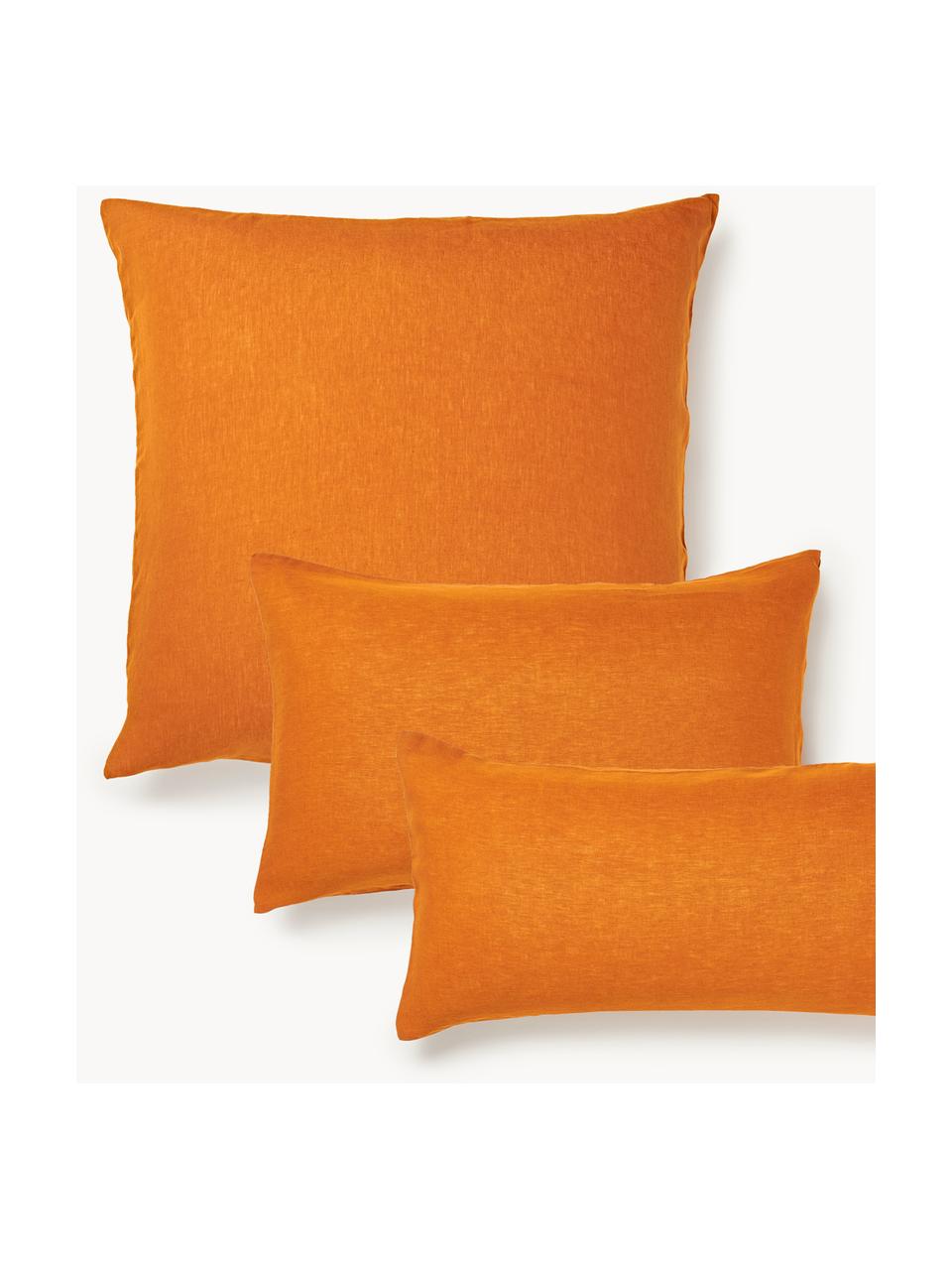 Gewaschener Leinen-Kopfkissenbezug Airy, Orange, B 40 x L 80 cm