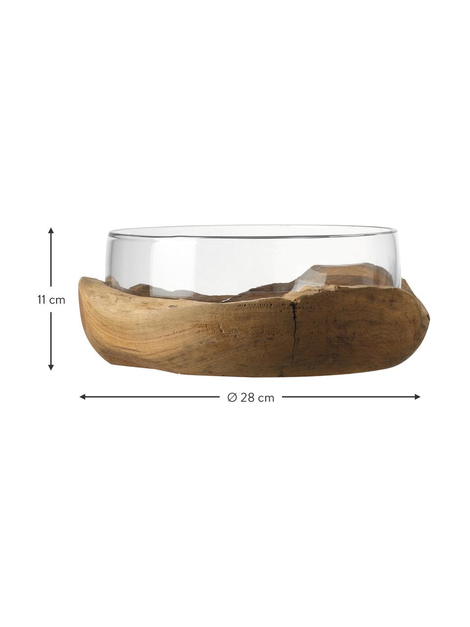 Ręcznie wykonana miska dekoracyjna z podstawką z drewna tekowego Terra, Drewno tekowe, Ø 28 x W 11 cm