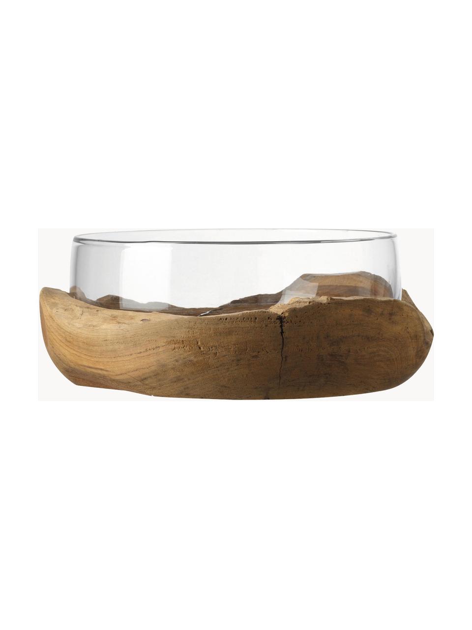 Grande coupe décorative faite main avec support en teck Terra Ø 28 cm, Bois de teck, Ø 28 x haut. 11 cm