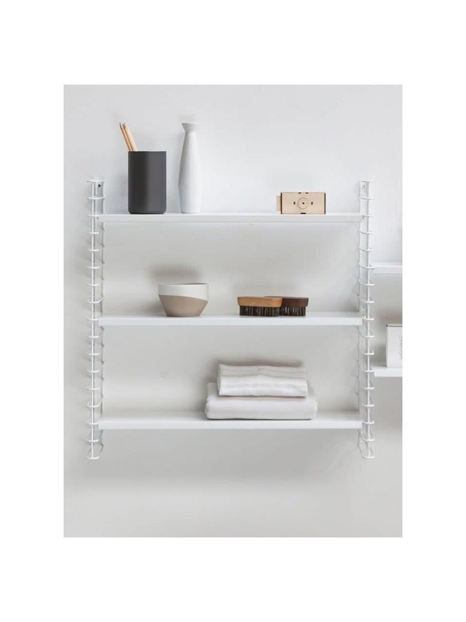 Estante de pared Tomado, Estructura: metal, recubierto, Estante: madera, Gris, blanco, An 68 x Al 70 cm