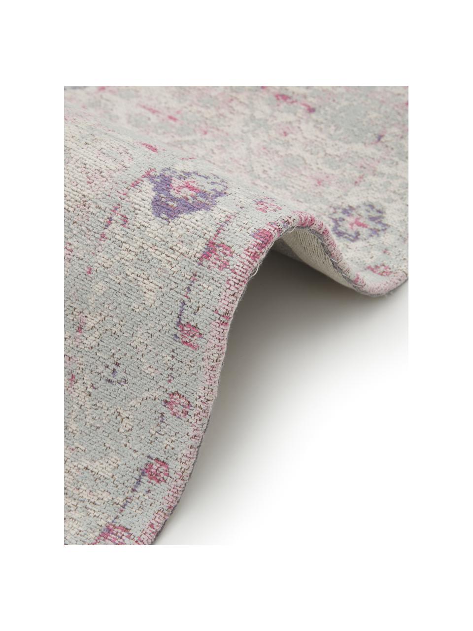 Ręcznie tkany chodnik szenilowy w stylu vintage Rimini, Blady różowy, szary, S 80 x D 250 cm