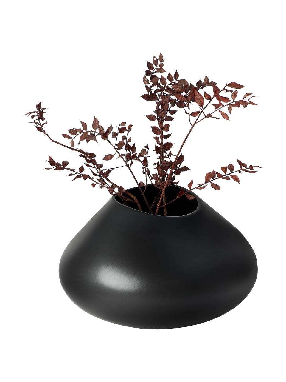 Jarrón artesanal Latona, Gres, Negro, Ø 26 x Al 19 cm