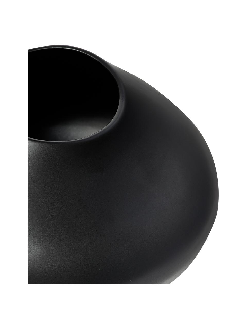 Jarrón artesanal Latona, Gres, Negro, Ø 26 x Al 19 cm