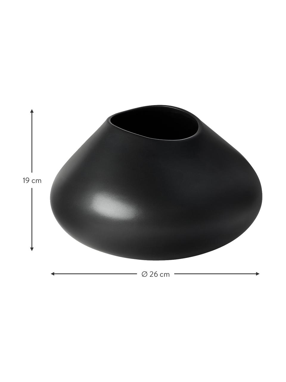 Vase artisanal Latona, Grès cérame, Noir, Ø 26 x haut. 19 cm