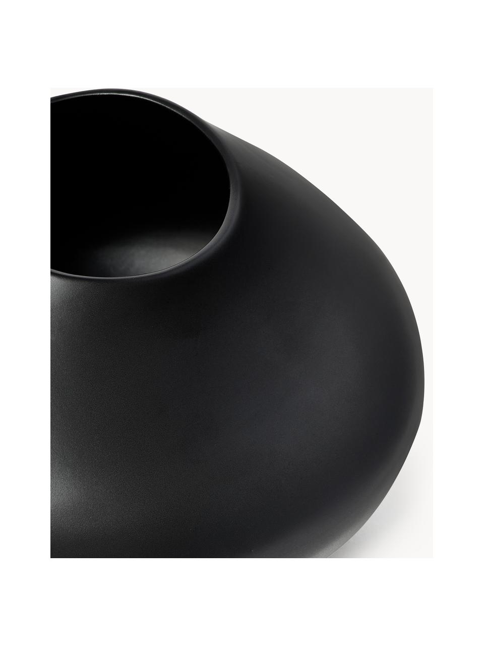 Vase artisanal Latona, haut. 19 cm, Grès cérame, Noir, Ø 26 x haut. 19 cm