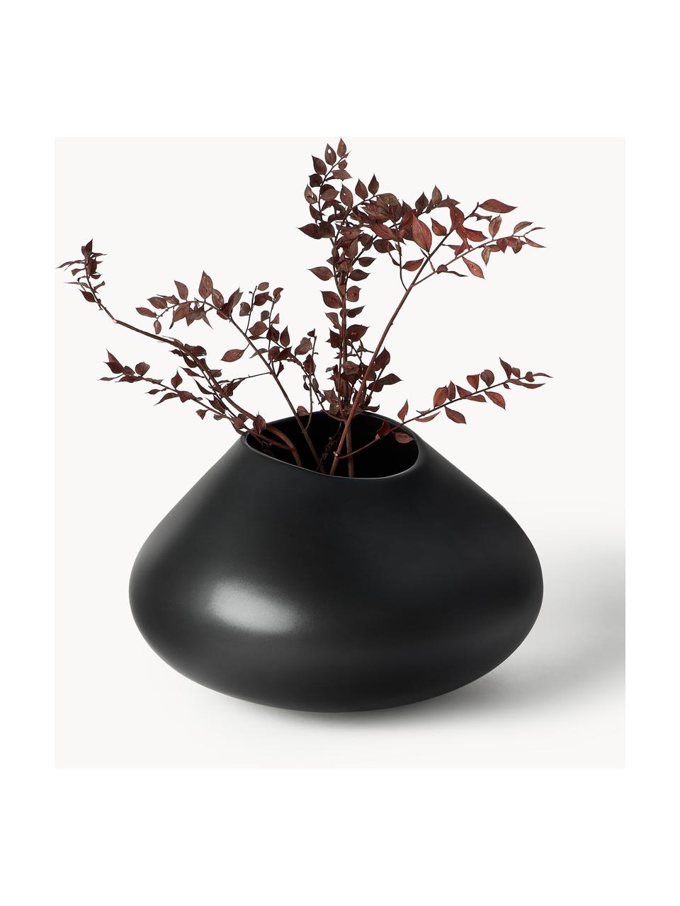Ručně vyrobená váza Latona, V 19 cm, Kamenina, Černá, Ø 26 cm, V 19 cm