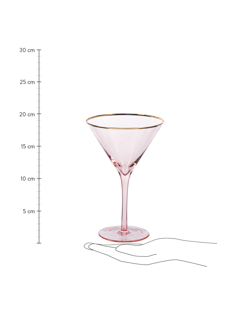 Bledoružové poháre na martini Chloe so zlatým okrajom, 4 ks, Sklo, Broskyňová, Ø 12 x V 19 cm
