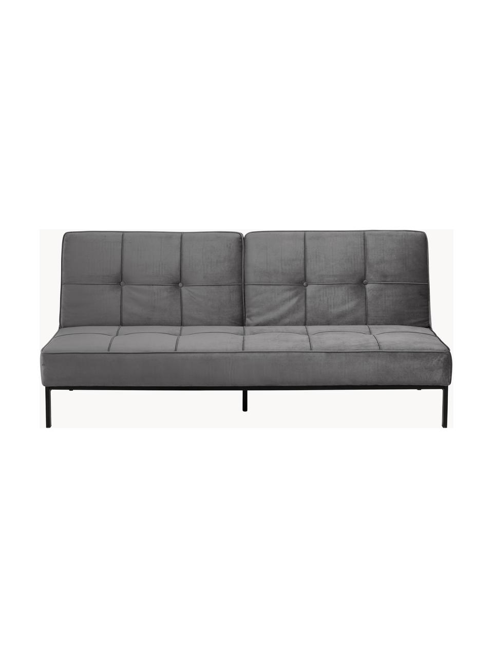 Samt-Schlafsofa Perugia (3-Sitzer), Bezug: Polyester Der hochwertige, Füße: Metall, lackiert, Samt Dunkelgrau, B 198 x T 95 cm