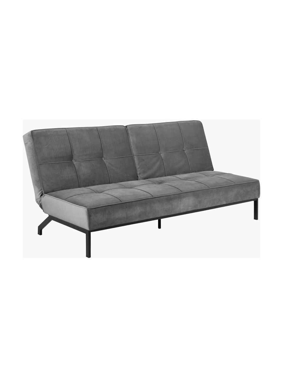 Sofá cama de terciopelo Perugia (3 plazas), Tapizado: poliéster Alta resistenci, Patas: metal pintado, Terciopelo gris oscuro, An 198 x F 95 cm