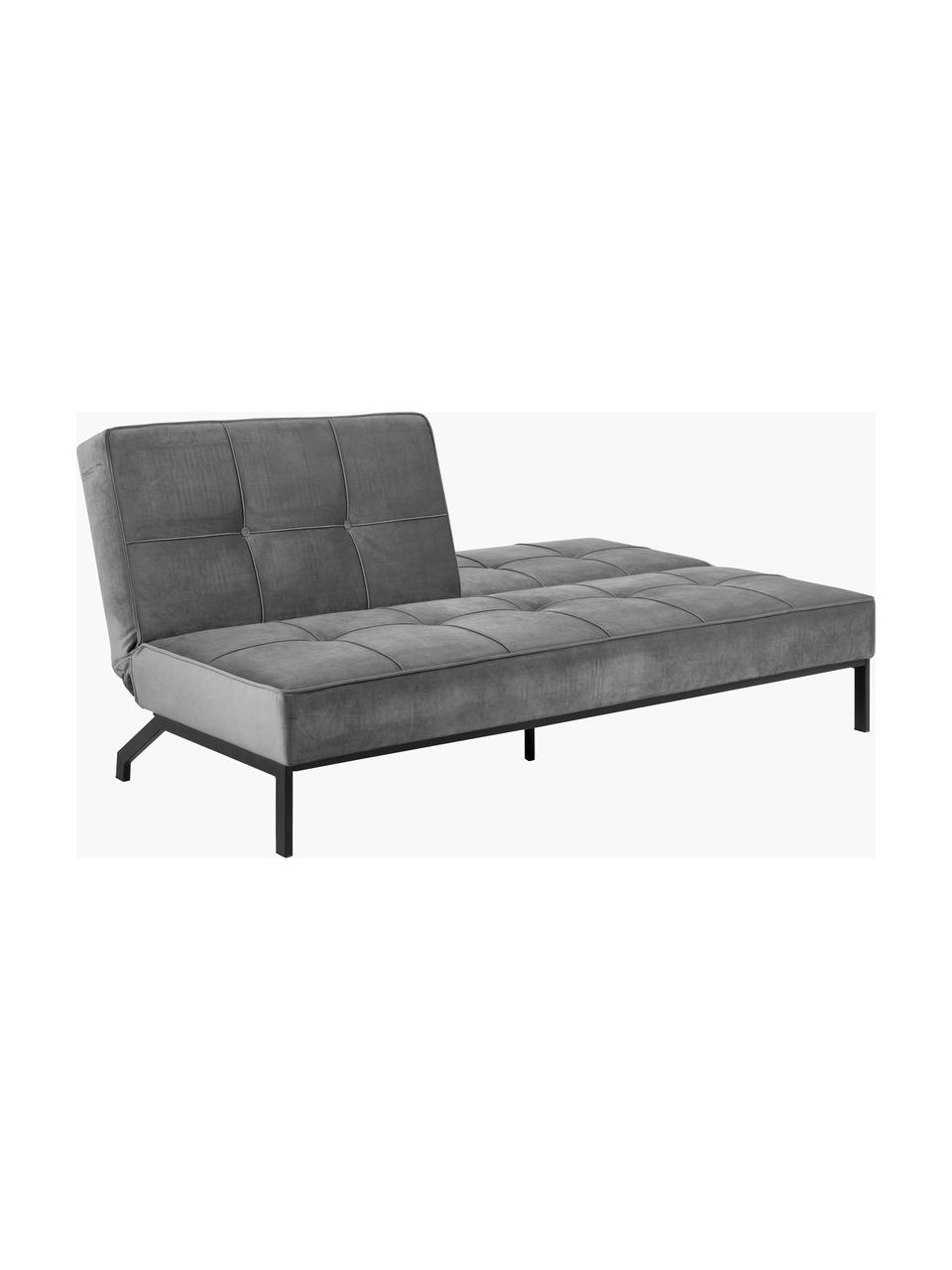 Sofa rozkładana z aksamitu Perugia (3-osobowa), Tapicerka: poliester Dzięki tkaninie, Nogi: metal lakierowany, Aksamitny ciemny szary, S 198 x G 95 cm