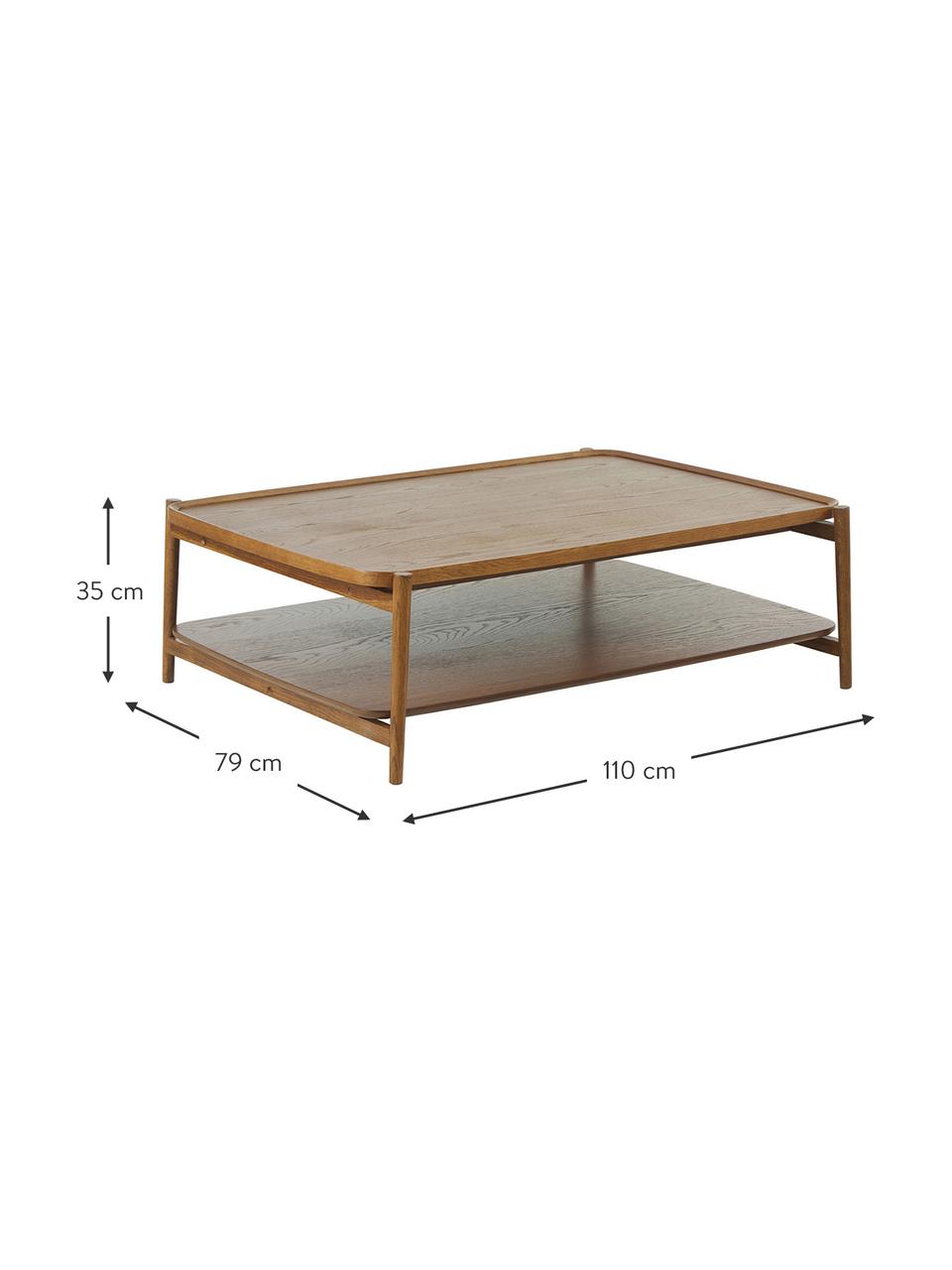 Mesa de centro de roble Libby, Estructura: madera de roble maciza ba, Roble, An 110 x Al 35 cm