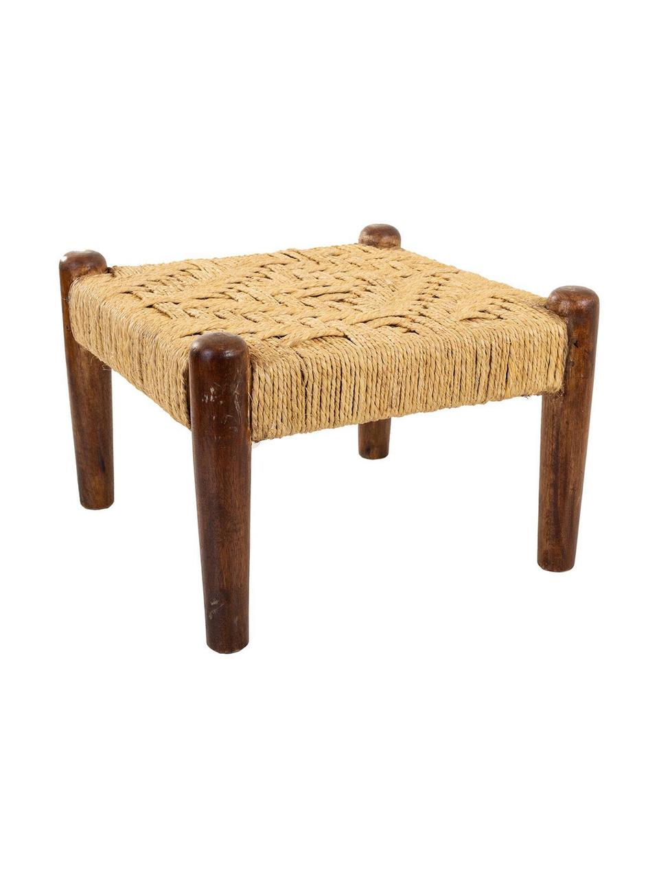 Taburete Alicia, Patas: madera de mango, Asiento: cuerda, Marrón, beige , An 39 x Al 27 cm