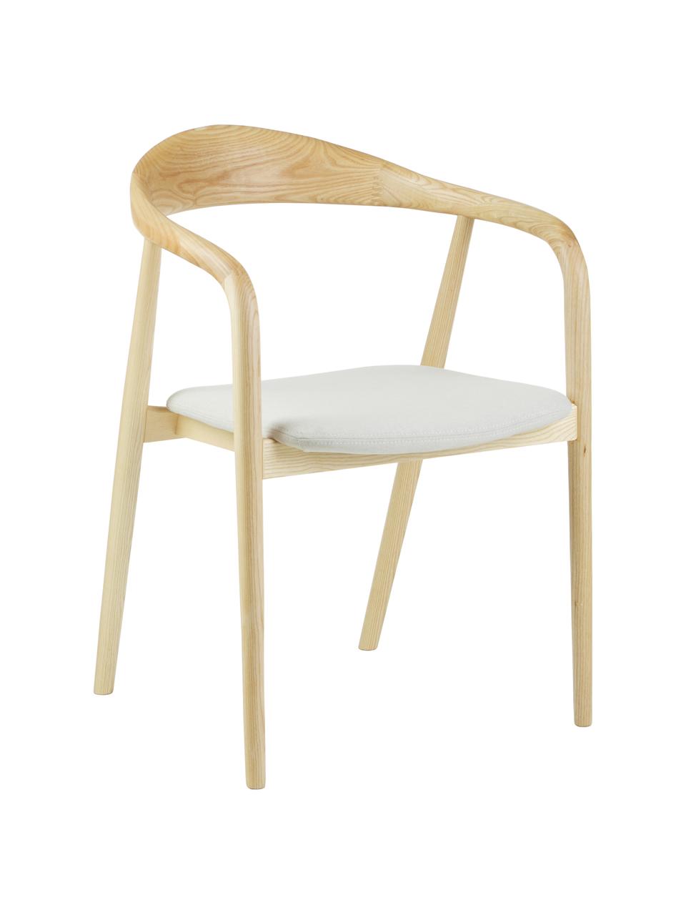 Židle s područkami z masivního dřeva Angelin, Béžová