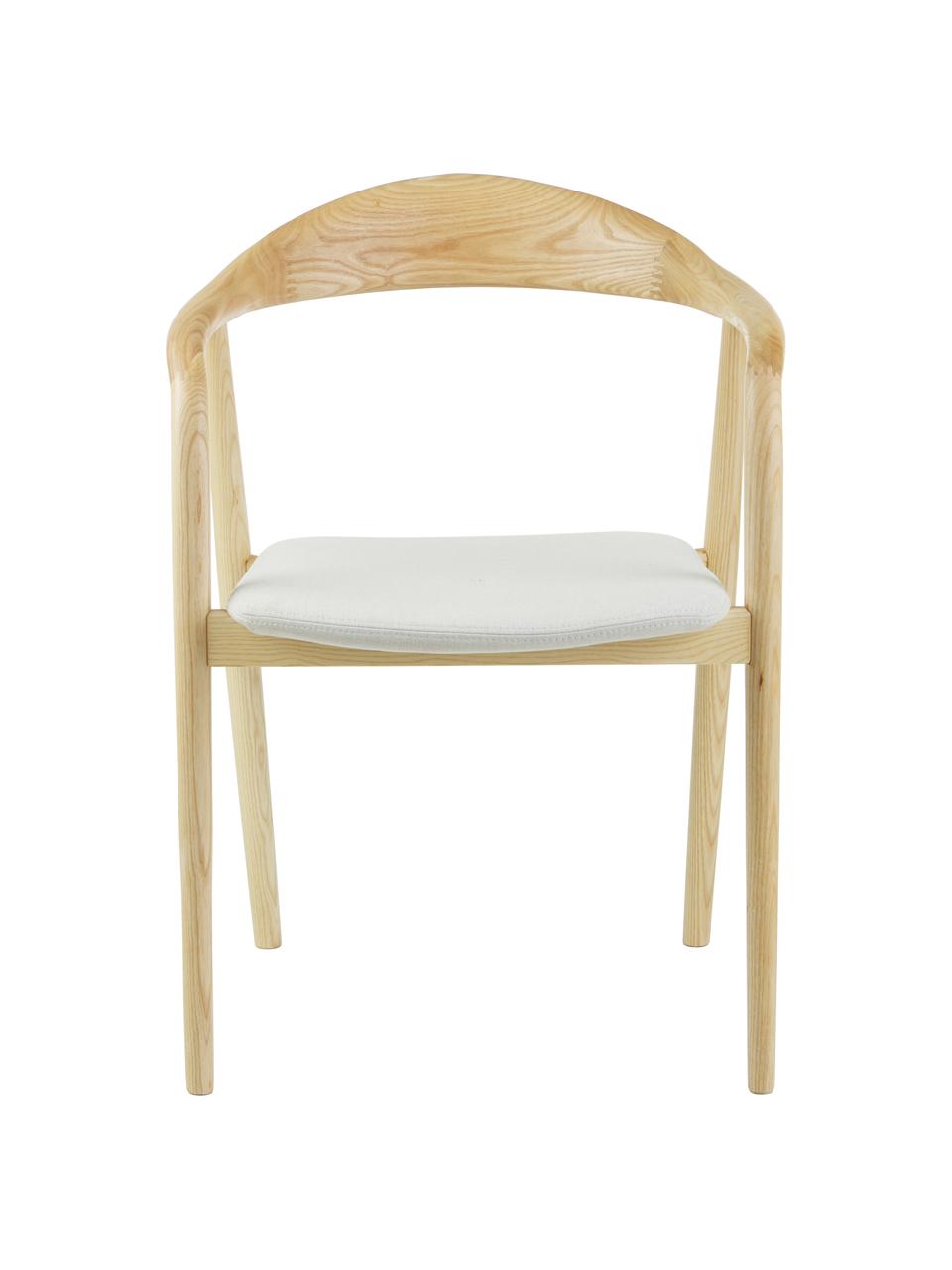 Chaise à accoudoirs bois massif Angelina, Beige