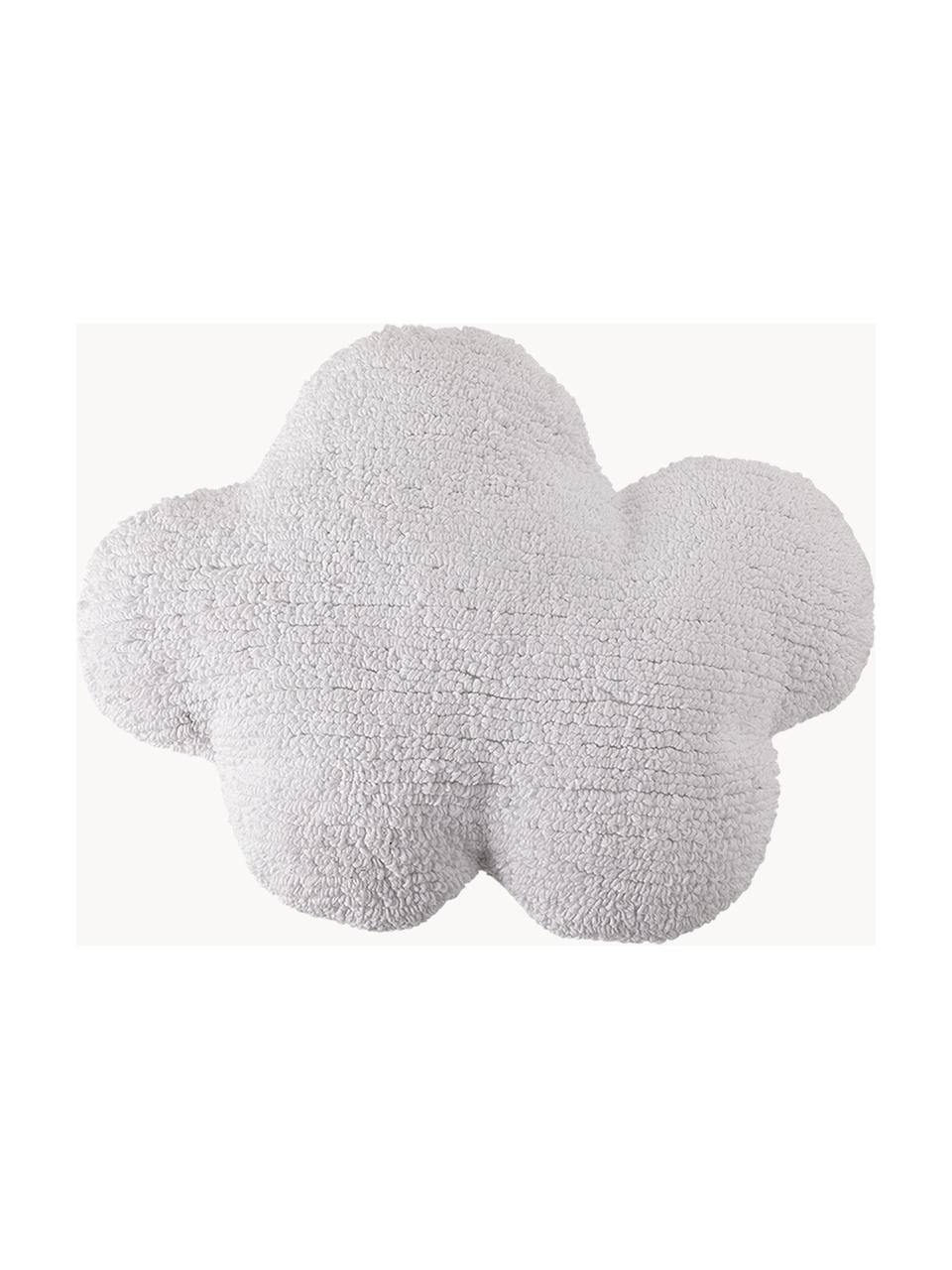 Ručne vyrobený bavlnený plyšový vankúš Cloud, Biela, Š 52 x D 42 cm