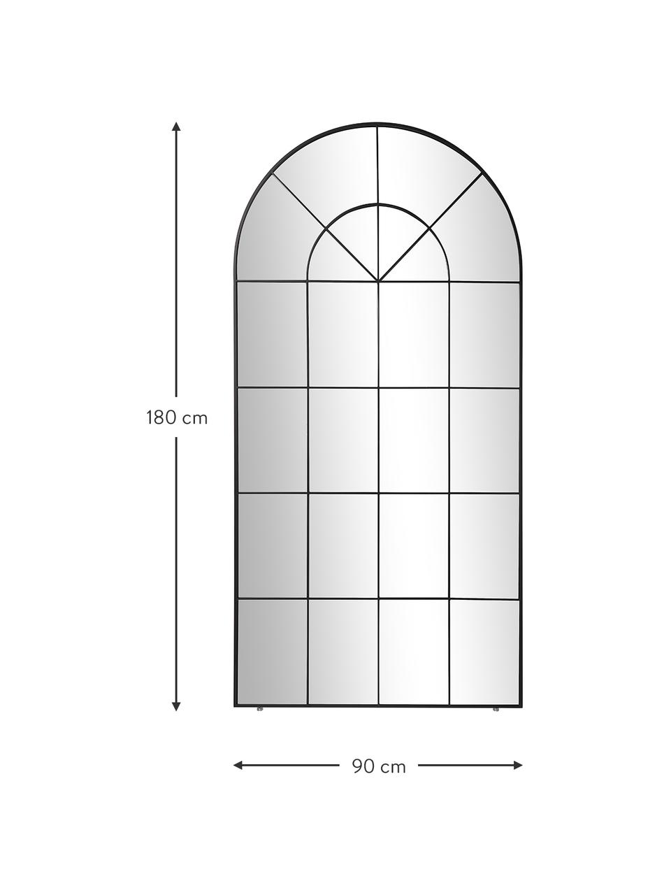 Miroir mural look fenêtre Clarita, Noir, larg. 90 x haut. 180 cm