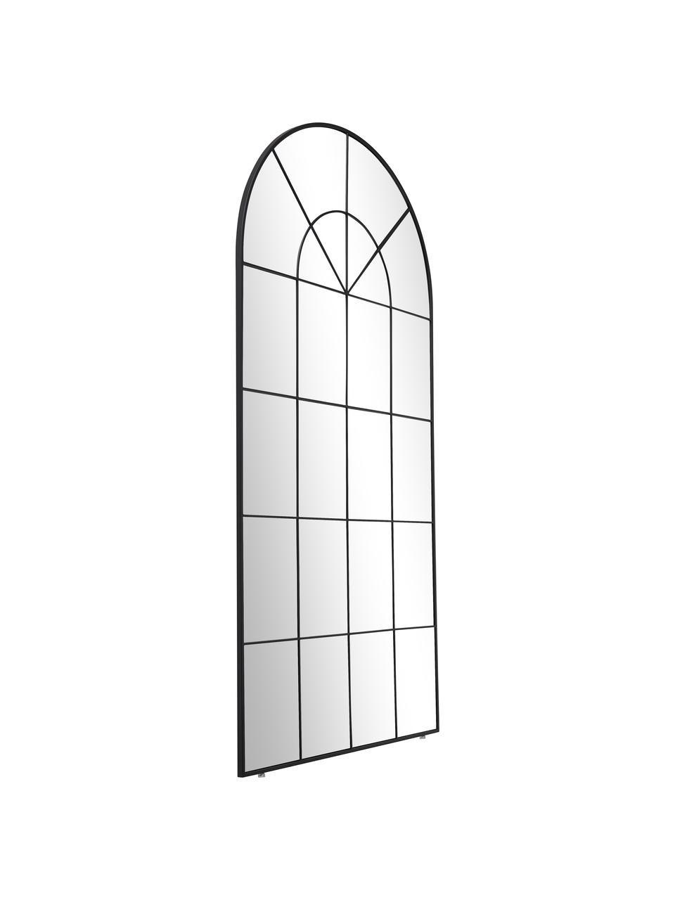Espejo de pie ventana Clarita, Estructura: metal con pintura en polv, Espejo: cristal, Parte trasera: tablero de fibras de dens, Negro, An 90 x Al 180 cm