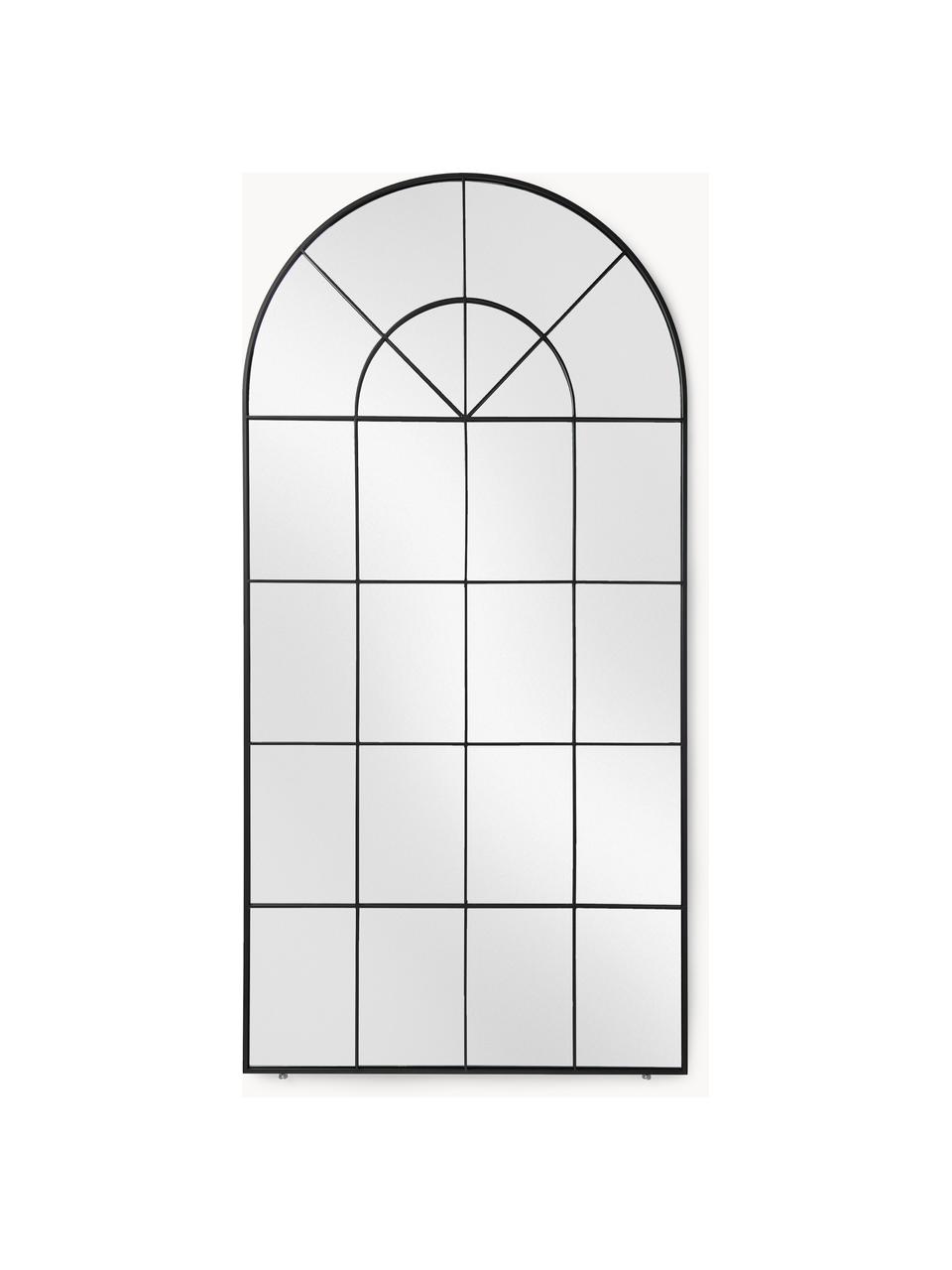 Anlehnspiegel Clarita in Fensteroptik, Rahmen: Metall, pulverbeschichtet, Rückseite: Mitteldichte Holzfaserpla, Spiegelfläche: Spiegelglas, Schwarz, B 90 x H 180 cm