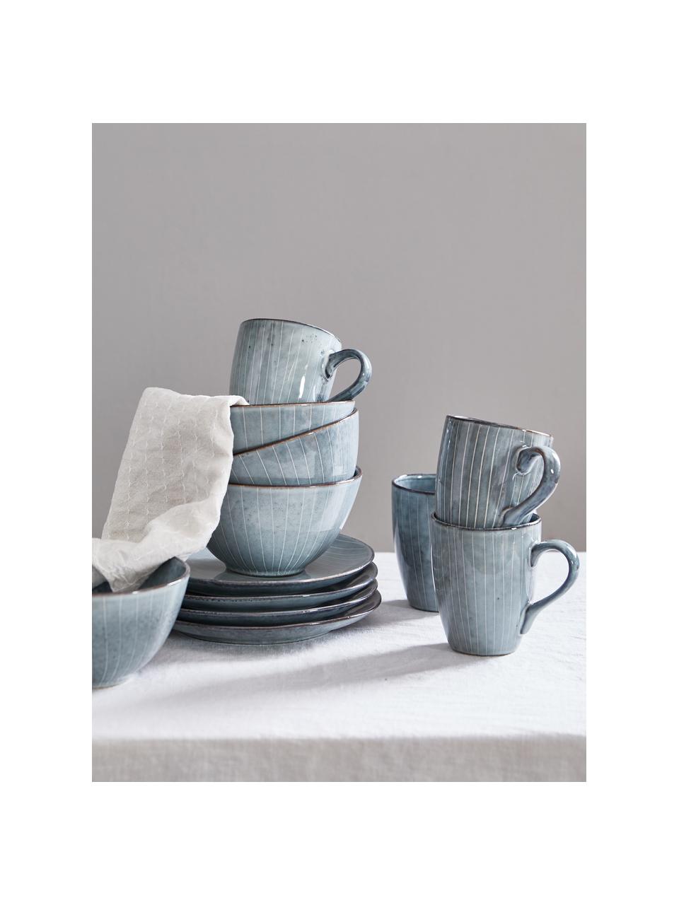 Tazas artesanales Nordic Sand, 6 uds., tamaños diferentes, Gres, Tonos grises y azules, Ø 8 x Al 10 cm, 250 ml