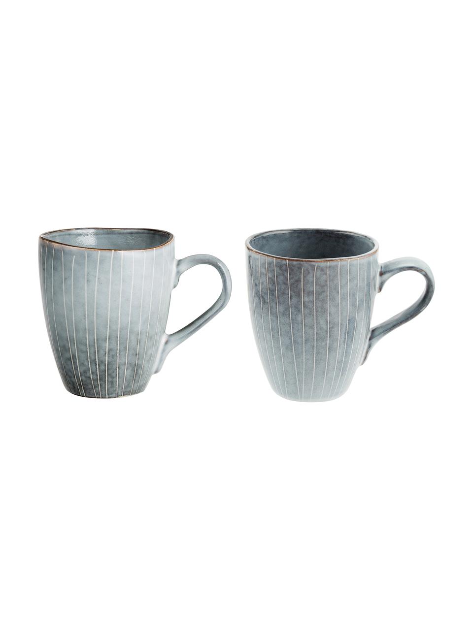 Handgemaakte mokken Nordic Sea, 250 ml, 6 stuks, Keramiek, Grijsblauw, Ø 8 x H 10 cm, 250 ml