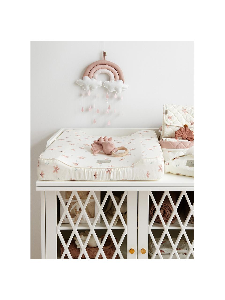 Aankleedkussen Wildflower van biokatoen, Bekleding: 100% biokatoen, GOTS-gece, Crèmekleurig, roze, patroon, B 50 x L 65 cm