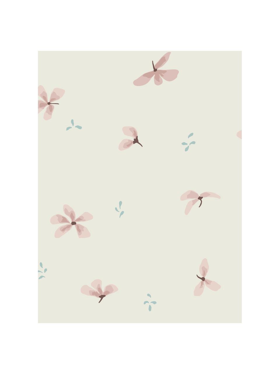 Colchón cambiador de algodón ecológico Wildflower, Funda: 100% algodón ecológico co, Beige claro, rosa claro, An 50 x L 65 cm