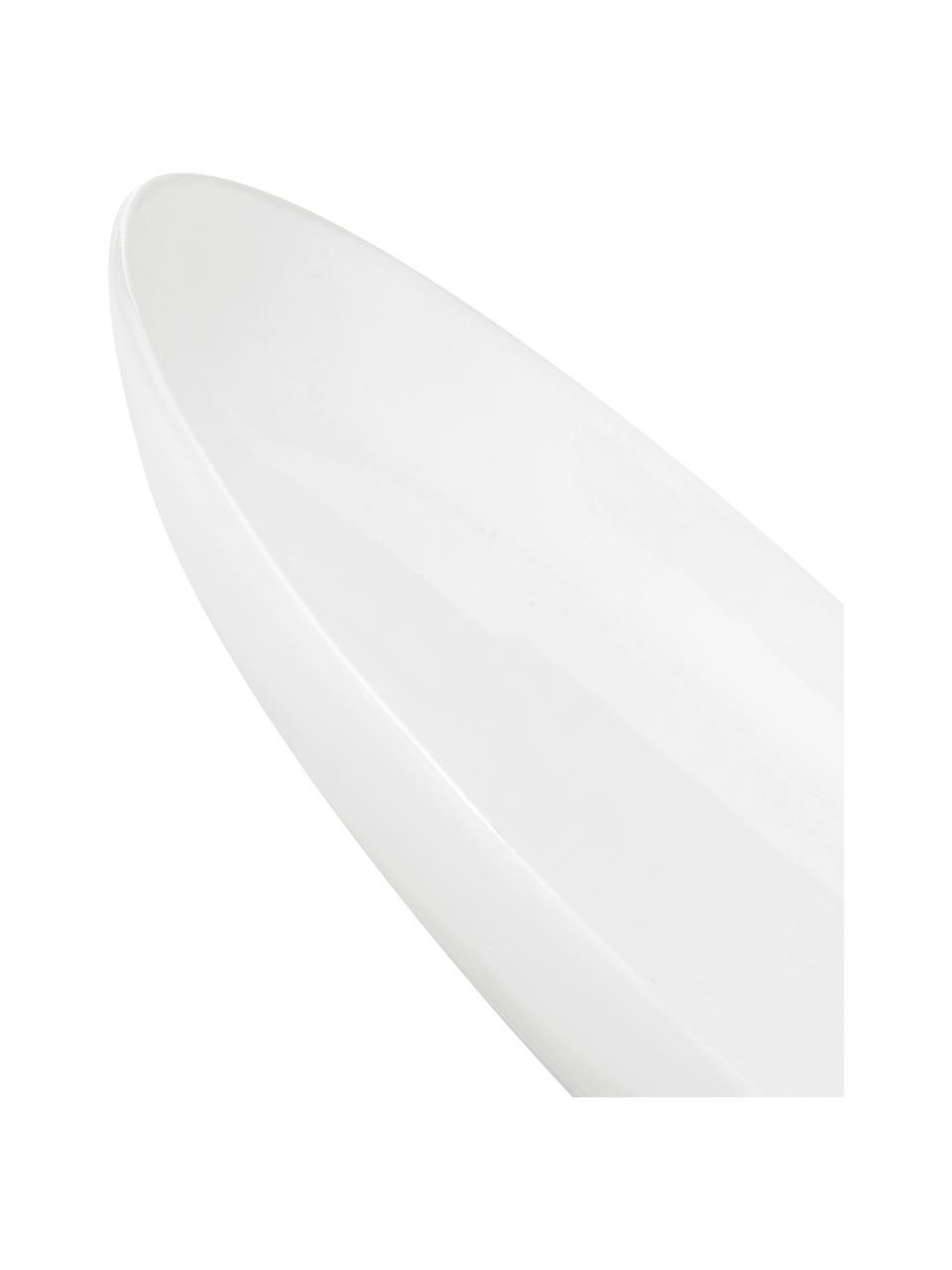 Owalny talerz duży Porcelino, 4 szt., Porcelana o celowo nierównym kształcie, Biały, D 28 x S 24 cm