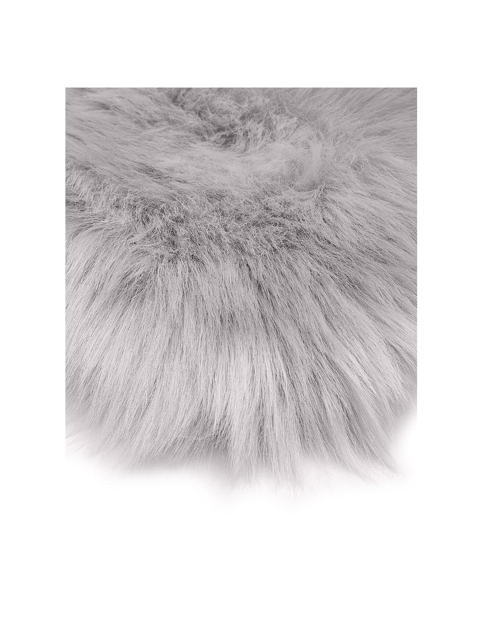 Tapis en fourrure synthétique lisse Mathilde, Gris clair, larg. 60 x long. 180 cm