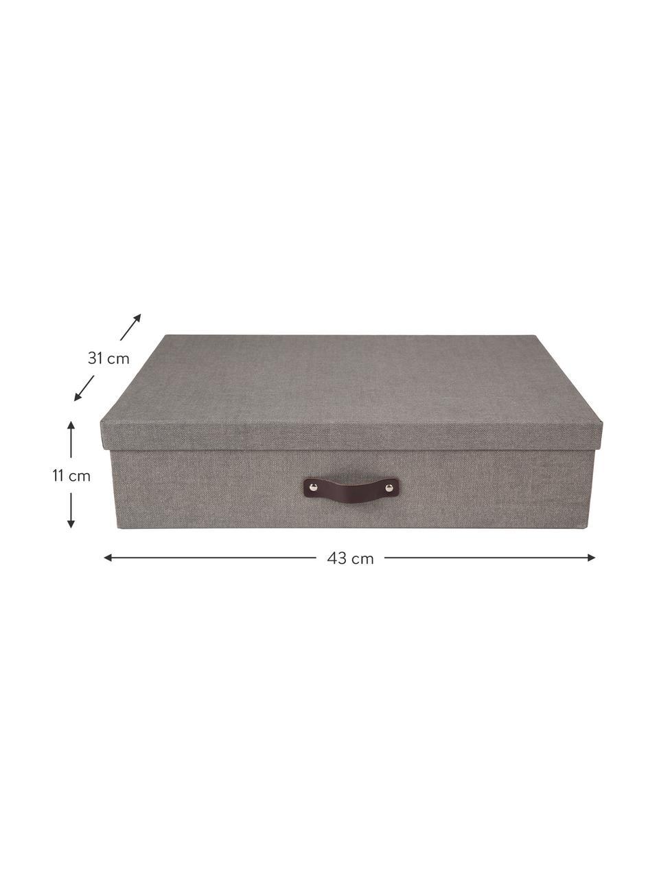 Skladovací box Jakob II, Vnější strana krabice: šedá Vnitřní strana krabice: černá Úchyt: tmavě hnědá, Š 43 cm, V 11 cm